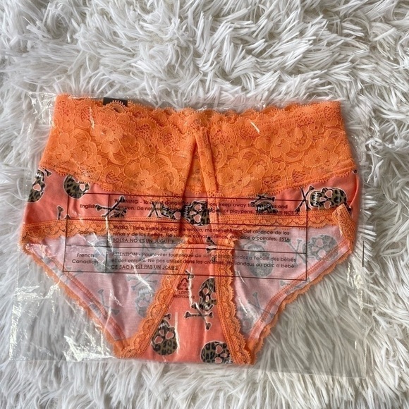 Torrid Wide Lace Thong Orange Cheetah Skull Cotton Panties 3X NEW Plus Size - Picture 6 of 7